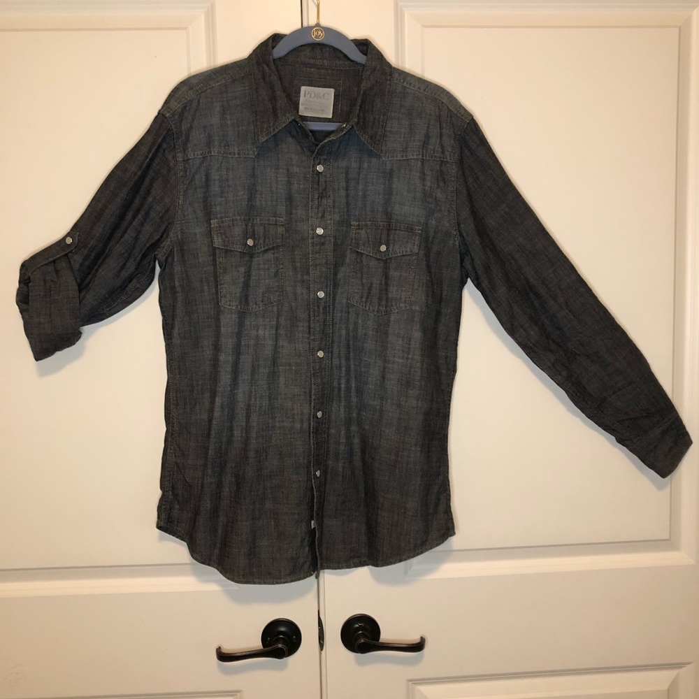 PD&C Mens long sleeve snap down denim type shirt